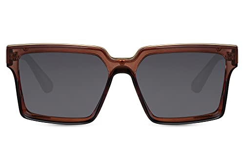 Cheapass Sonnenbrille Oversized R&B Gangster Schattierungen Transparent Brown Frame und schwarzen Gläsern für Herren UV400 geschützt und 100% recycelt von Cheapass