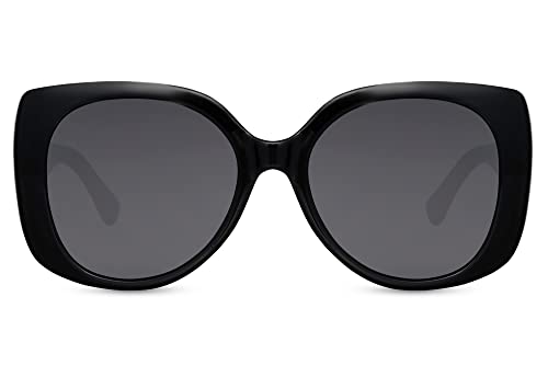 Cheapass Sonnenbrille Oversized Schmetterlingschattierungen Schwarzer Rahmen mit dunklen Gläsern UV400 geschützt Perfekte Form für Frauen 100% recycelt von Cheapass