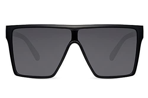 Cheapass Sonnenbrille Oversized Shield XXL recycelt schwarzer Rahmen mit dunklem einteiligem Objektiv UV400 Schutz Männer Frauen von Cheapass