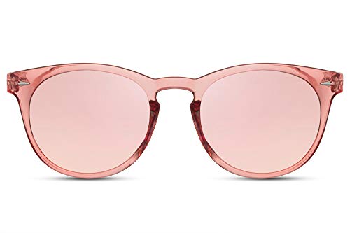 Cheapass Sonnenbrille Pink Transparent Verspiegelt UV-400 Hipster Festival-Brille Plastik Damen Frauen von Cheapass