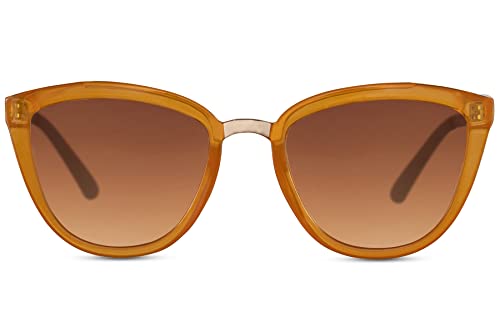 Cheapass Sonnenbrille Recycelte Katzenaugen-Sonnenbrille in orange mit goldenem Steg von Cheapass