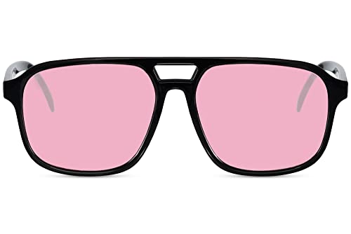 Cheapass Sonnenbrille Retro-Festival 80er 90er Modell in pink aus recyceltem Kunststoff mit schwarzem Rahmen UV400 Schutz von Cheapass