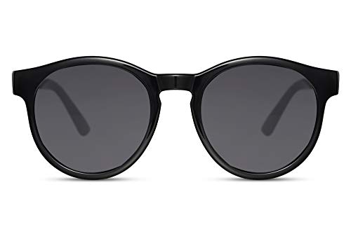 Cheapass Sonnenbrille Retro Vintage Rund Schwarz mit Linzen Dunkel UV400 Geschützt Herren Damen von Cheapass