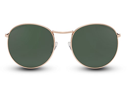 Cheapass Sonnenbrille Rund Gold Grün Verspiegelt UV-400 John-Lennon Harry-Potter Damen Herren von Cheapass