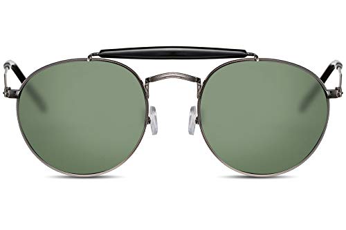 Cheapass Sonnenbrille Rund Rahmenlos Klein-e Piloten-Brille UV-400 Nasenbrücke UV-400 Metall Damen Herren von Cheapass