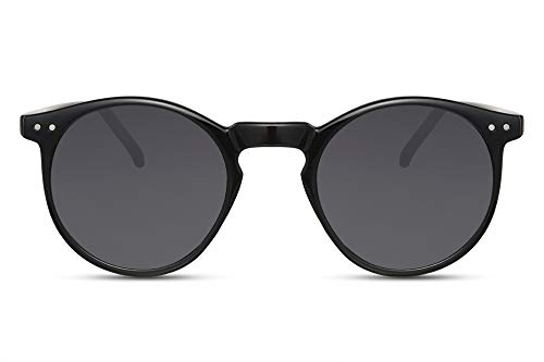 Cheapass Sonnenbrille Rund-e Schwarz Glänzend UV-400 Vintage Brille Plastik Damen Herren von Cheapass