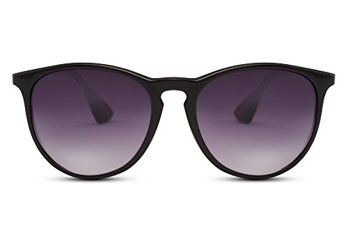 Cheapass Sonnenbrille Damen Herren Schwarz Runde Gläser und Metallbügel Festival UV400 Schutz von Cheapass