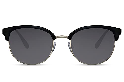 Cheapass Sonnenbrille Schwarzes rechteckiges Gestell mit goldenen Bügeln und schwarzen Gläsern UV400 geschützt Herren Damen von Cheapass