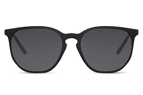 Cheapass Sonnenbrille Trendy Matt Schwarz Rund Gummirahmen mit dunklen Linsen Vintage UV400 geschützt Männer Frauen von Cheapass