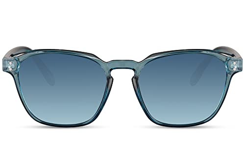 Cheapass Sonnenbrille Unisex-Brille aus recyceltem Kunststoff, rund, Vintage-Blau, mit 100% UV-Schutzgläsern von Cheapass