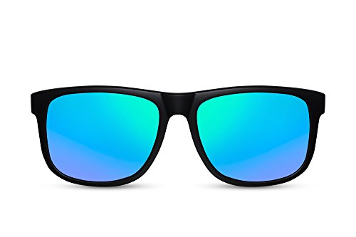 Cheapass Sonnenbrille Verspiegelt Schwarz Blau-Grün UV400 Nerd-Brille Sport Plastik Damen Herren von Cheapass