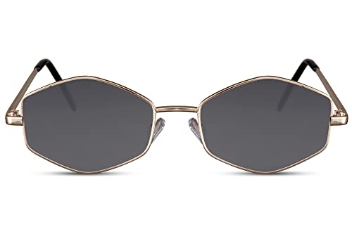 Cheapass Sonnenbrille beliebte und recycelte Sonnenbrille für Damen und Herren in sechseckiger Form mit goldenen Metallbügeln 100% UV400-Schutz von Cheapass