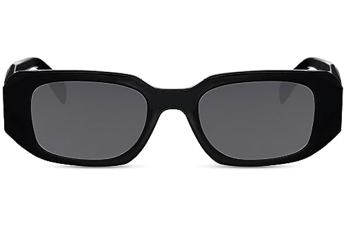 Cheapass Sonnenbrille für Damen rechteckig schwarz Retro-Recycling-Brille UV-Schutz von Cheapass