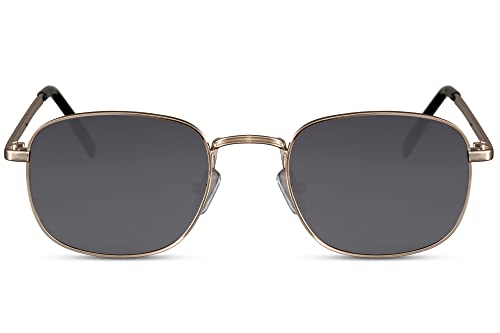 Cheapass Sonnenbrille für Damen und Herren eleganter Luxus im runden, goldenen Metallstil mit recycelten UV-blockierenden Gläsern von Cheapass