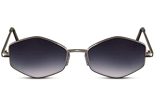 Cheapass Sonnenbrille für Damen und Herren mit Retro Skinny Rand und recycelte blauen Gläser mit silbernem Metallrahmen UV400-geschützt von Cheapass