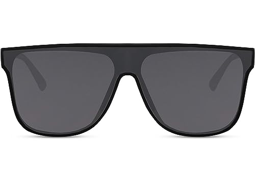 Cheapass Sonnenbrille für Herren und Damen groß XL schwarz recycelt einteilig Sonnenschutz Autofahren UV400 von Cheapass