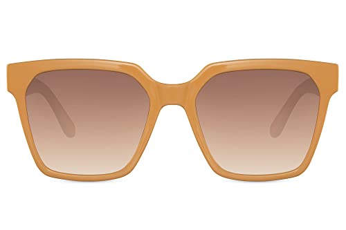 Cheapass Sonnenbrille klassischer quadratischer Schmetterling mit Verlaufsgläsern in Braun und Gelbem Rahmen Perfekte Form für Damen UV400-Schutz 100% recycelt von Cheapass