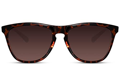 Cheapass Sonnenbrille rechteckige, ökologische Sonnenbrille für Damen und Herren im Leoparden-Stil in braun fürs Auto oder Radfahren, UV400-Blockierung von Cheapass