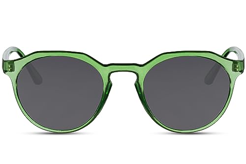 Cheapass Sonnenbrille rund Festival elegant für Herren und Damen grün recycelte Felgen und dunkle Gläser von Cheapass