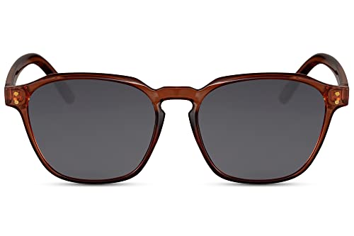 Cheapass Sonnenbrille runde, ökologische Unisex-Vintage Brille in braun mit stilvollen dunklen UV-blockierenden Gläsern von Cheapass