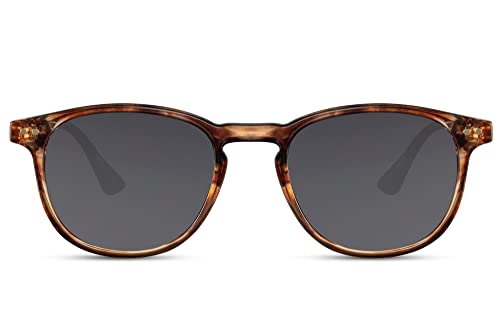 Cheapass Sonnenbrille runde, transparent/braune Sonnenbrille mit dunklen Gläsern 100% UV400 Schutz Vintage Herren Damen von Cheapass