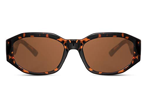 Cheapass Sonnenbrille ungewöhnliche Form Leopard mit großen Bügeln und Löwenkopf Braune Linsen UV400 geschützt Frauen von Cheapass