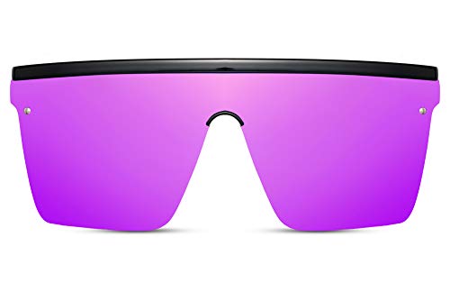 Cheapass Sonnenbrille Massive Übergröße XXL Schwarz Shield Lila verspiegelt einteilige Linse UV400 Frauen von Cheapass