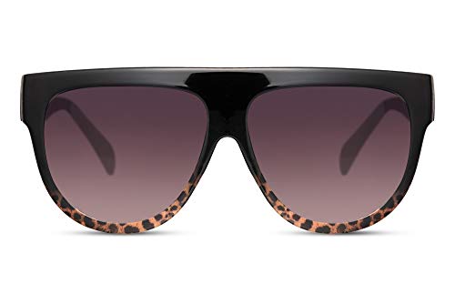 Cheapass Sonnenbrille Schwarz bis Tiger Übergröße Flattop XXL UV400 Schattierungen Frauen von Cheapass