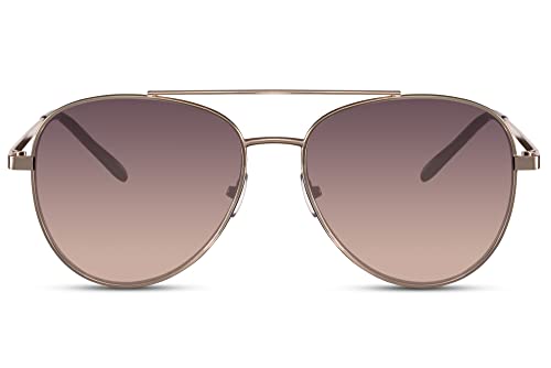 Cheapass Sunglasse Herren Damen Moderne Festival-Sonnenbrille mit UV-blockierenden braunen Gläsern und Metallbrücke von Cheapass