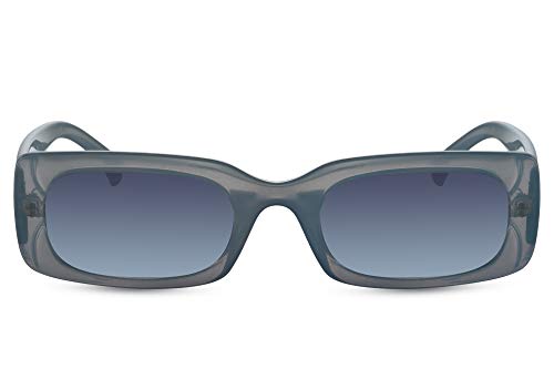 Cheapass Sonnenbrille Breites Retro für Frauen, Milchblauer Rahmen mit blauen durchscheinenden Gläsern UV400 geschützt von Cheapass