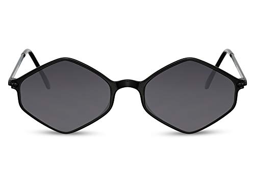 Cheapass Sonnenbrille Diamant Sternförmig Style Sechseckig Schwarz mit schwarzen Metallbügeln und dunklen Gläsern Damen UV400 geschützt von Cheapass