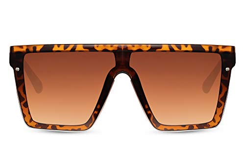 Cheapass Sonnenbrille Extreme Übergröße XXL Leopard Einteiler Braune Verlaufsgläser UV400 geschützt Herren Damen von Cheapass