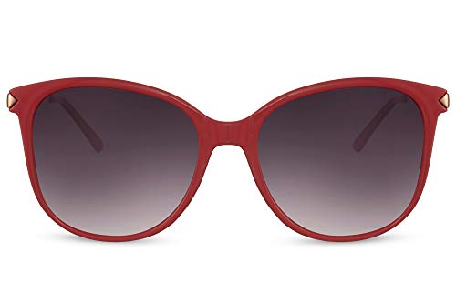 Cheapass Sonnenbrille Glänzend roter Rahmen mit Verlaufsgläsern und goldenen Metallbügeln Klassisch elegant Vintage Schmetterling UV400 geschützt Damen von Cheapass