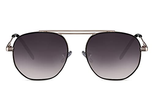 Cheapass Sonnenbrille Günstige Sonnenbrille Klassischer Gold-Metall Doppelsteg, runde Sonnenbrille mit lilafarbenen Recycling-Gläsern mit UV400-Schutz für Herren und Damen von Cheapass