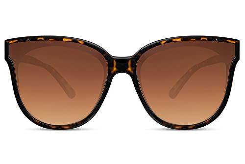 Cheapass Sonnenbrille Günstige Sonnenbrille übergroßes Butterfly-Cateye-Model halbbraune Farbtöne und braune Verlaufsgläser UV400-geschützt für Damen von Cheapass