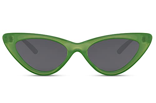 Cheapass Sonnenbrille Günstige Sonnenbrille vollständig recycelte Cateye-Sonnenbrille mit transparent/grünem Rahmen und dunklen Gläsern UV400-geschützt für Damen von Cheapass