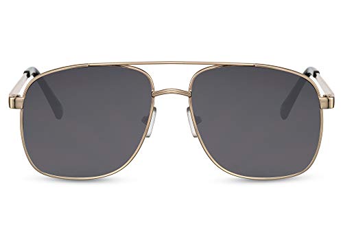 Cheapass Sonnenbrille Macho Pilot Sonnenbrille Gold Metallrahmen und dunkle Gläser Herren UV400 geschützt von Cheapass