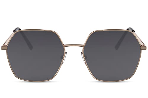 Cheapass Sonnenbrille Modell für Männer und Frauen dunkles, sechseckiges Design mit Recycling-Gläsern von Cheapass