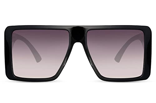 Cheapass Sonnenbrille Große schwarze Schildbrille in Übergröße XL mit dunklen Verlaufsgläsern und dicken Schläfen UV400 geschützt Party Festival Style für Männer und Frauen von Cheapass