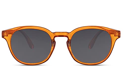 Cheapass Sonnenbrille Vollständig recyceltes transparent/orangefarbenes, rundes Gestell mit dunklen Gläsern UV400 geschützt Vintage Herren Damen von Cheapass