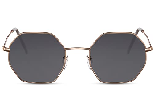 Cheapass Sonnenbrille achteckiges Modell für Herren und Damen im Retro-Stil mit dunklen UV400-Gläsern aus recyceltem Kunststoff von Cheapass