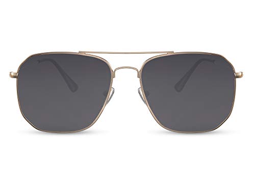 Cheapass Sonnenbrille coole Pilotenbrille Retro Gold Metallform mit dunklen Gläsern UV400 geschütztHerren von Cheapass