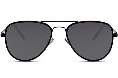 Cheapass Sonnenbrille große dunkle klassiche 90er Jahre Metall-Sonnenbrille für Damen und Herren mit recycelten UV-blockierenden Gläsern von Cheapass