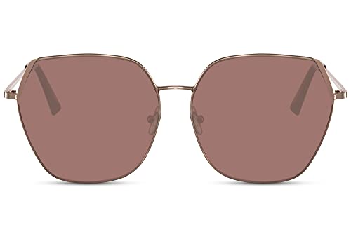 Cheapass Sonnenbrille großes Modell für Damen mit großen lilafarbenen Gläsern und UV400 Blockierung inklusive goldenen Leichtgewichtbügeln von Cheapass