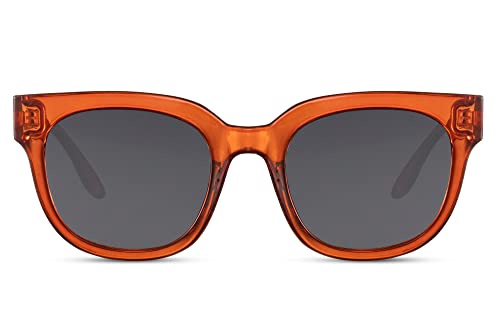 Cheapass Sonnenbrille normale Größe transparent/braunes Schmetterlingsgestell mit dunklen Gläsern UV400 geschützt für Damen 100% recycelt von Cheapass