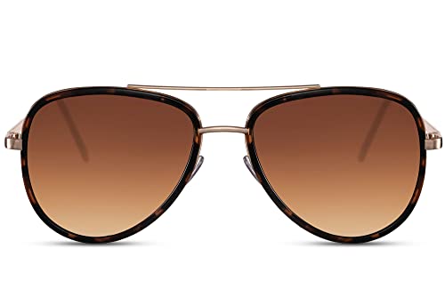 Cheapass Sonnenbrille robuste und coole Damensonnenbrille mit goldenem Metallrahmen und braun recycelten Augenschutzgläsern von Cheapass