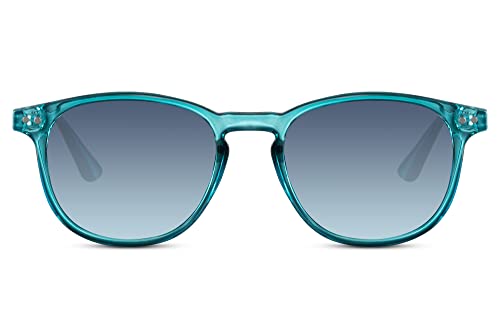 Cheapass Sonnenbrille runde transparent/blaue Sonnenbrille mit blauen Verlaufsgläsern 100% UV400-Schutz Vintage Herren Damen von Cheapass