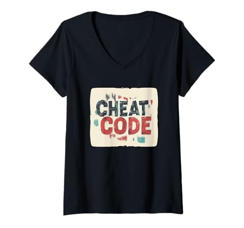 Damen Gaming Statement Kostüm für Cheat Codes Liebhaber T-Shirt mit V-Ausschnitt Damen Gaming Statement Kostüm für Cheat Codes Liebhaber T-Shirt mit V-Ausschnitt von Cheat Code Outfit