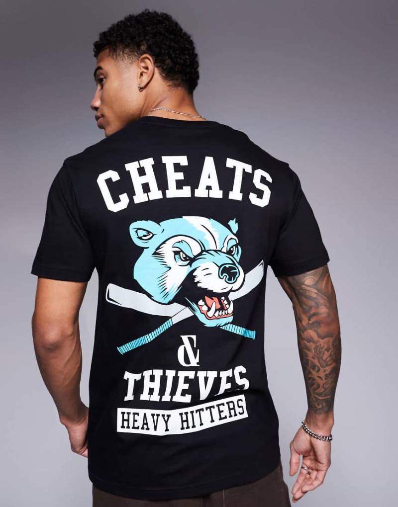 Cheats & Thieves - T-Shirt in Schwarz mit „Heavy Hitters"-Print am Rücken, 200 g/m² von Cheats & Thieves
