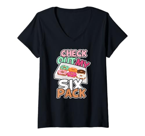Damen Schauen Sie Sich My Sixpack Funny Gym Food Dessert Donut Lover an T-Shirt mit V-Ausschnitt Damen Schauen Sie Sich My Sixpack Funny Gym Food Dessert Donut Lover an T-Shirt mit V-Ausschnitt von Check Out My Six Pack Dessert Donut Lover Gifts